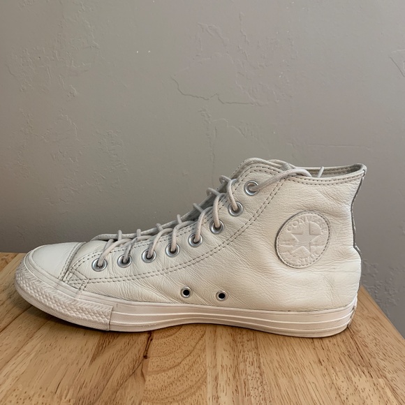 Converse White Leather High-Tops Mens Size 7.5 Womens Size 9.5 - Picture 5 of 8